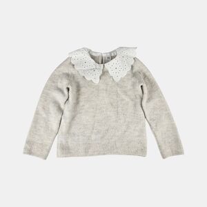 H&M Cream Sweater with White Eyelet Collar
